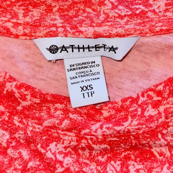 NWOT Athleta Organic Daily Relaxed Tee in Coral Pink Orange Speckled Pattern New - Picture 4 of 6